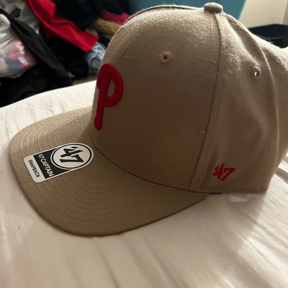 Phillies snap back one size fits all Tan and Red P